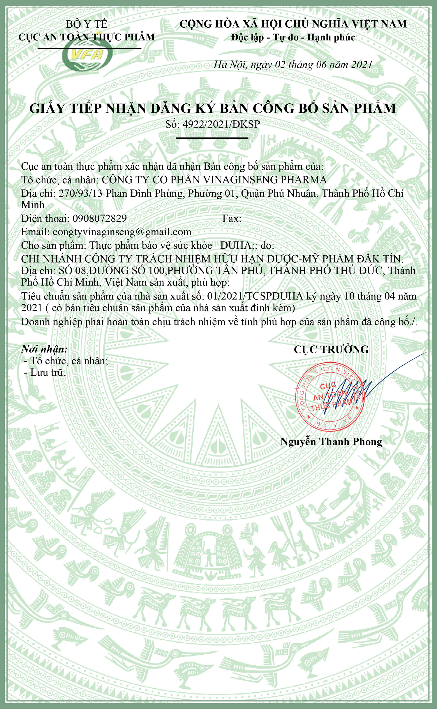 thực phẩm bảo vệ sức khỏe duha