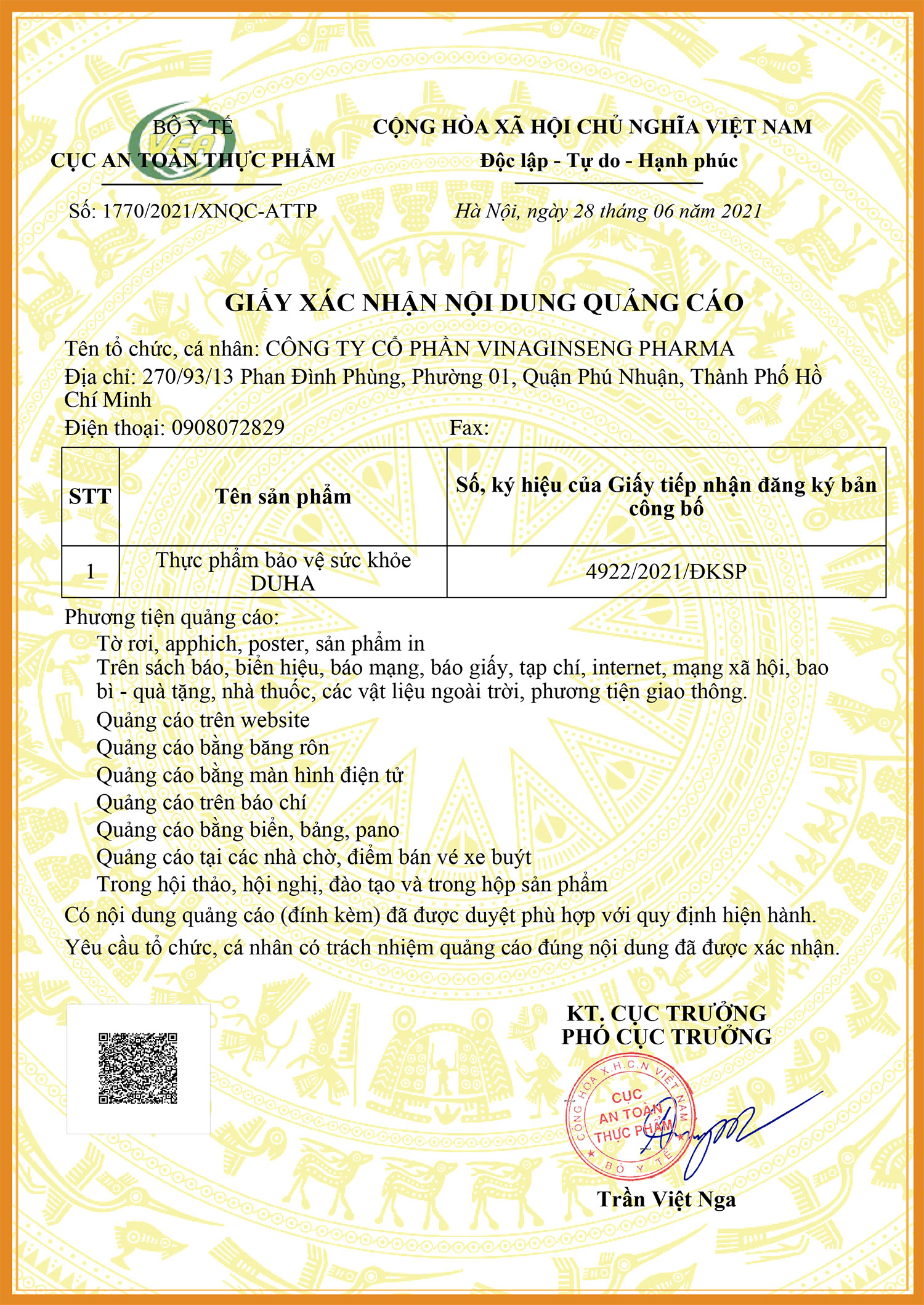 thực phẩm bảo vệ sức khỏe duha